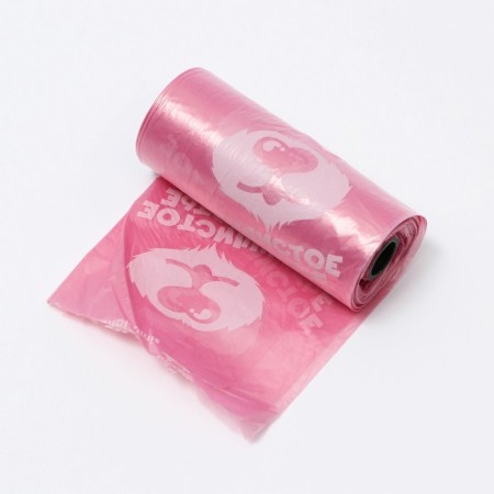 A container with a flashlight, cleaning packages for dogs (roll 15 pcs), pink-4