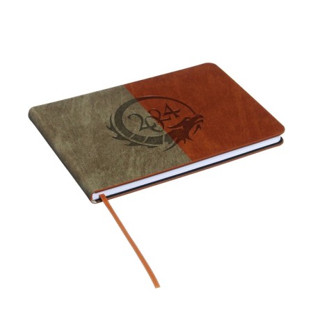 Dated planing 2024, 160x105mm, 64 sheets of Hong Kong, hard binding, artificial leather, pancake embossing, white offset 80 g/m², gray + brown-1