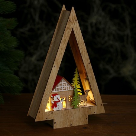 Decor with backlight "House in the form of a Christmas tree" 18 × 5 × 28 cm-3