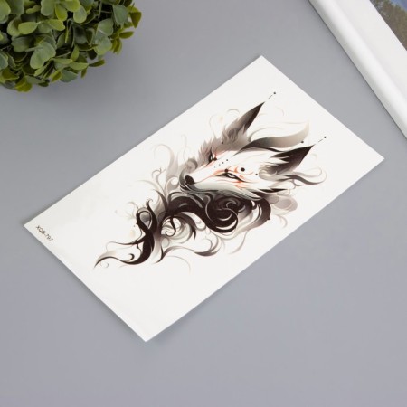 Tattoo on the body color "white fox in curls" 11.4x21 cm-1