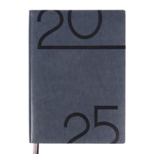 Dated 2025 diary, Escalada, A6+ 176 sheets, soft cover, artificial leather, pancake embossing, tinted block 70 g/m2, gray
