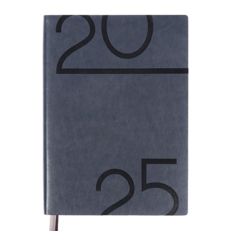 Dated 2025 diary, Escalada, A6+ 176 sheets, soft cover, artificial leather, pancake embossing, tinted block 70 g/m2, gray