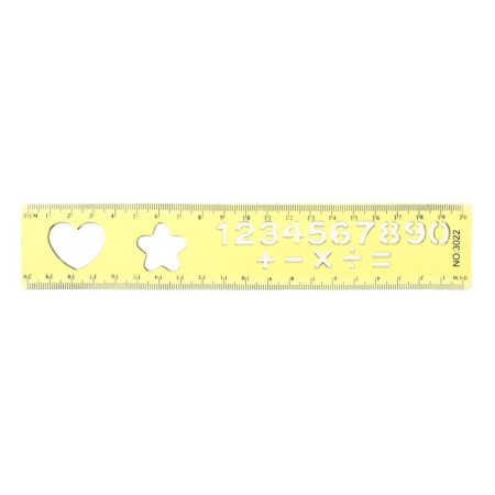 The ruler is flexible, plastic 20 cm, with stencils, mix-6