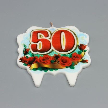 Candle for cake Tigor Cloud "Jubilee" Red "50", 8 cm-2