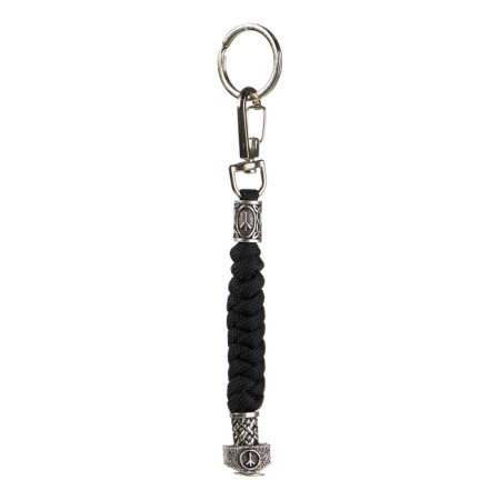 A keychain - a launcher for a knife "Runa Algiz" from a paracord, black, 13 cm-1
