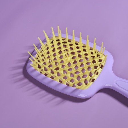 The comb is massage, wide, ventilated, 8.5 × 20.5 cm, PVC box, lilac/yellow color-5