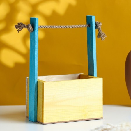 Wooden Kashpo, 15 × 12 × 8.5 (25) cm "Paul and love. Polygonometry", with print-2