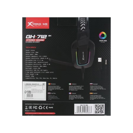 Headphones XTRIKE Me GH-712, game, full-size, backlight, MIC, USB + 3.5mm, 2 m, black-5