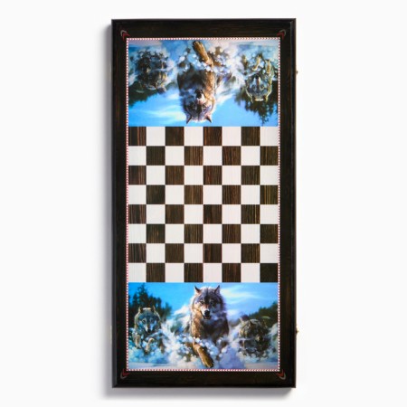 Wooden backgammon large, board game "Wolves"-5