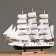 Souvenir ship large "Denmark", white sides, white sails with stripes, 65x65x10 cm