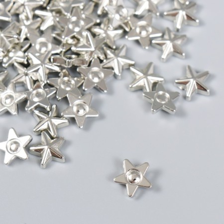 Decor for creativity plastic "Stars" silver set 100 pcs 1x1 cm-1
