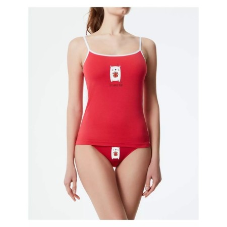 Female set: top and panties Merry XMAS, size L, Red-Box color