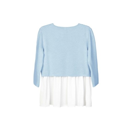 Jumper Female Conte Elegant Knitted with imitation of a shirt, size s, color blue-1