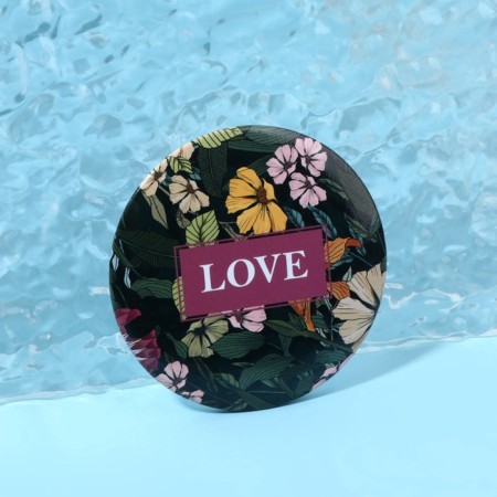Pocket mirror "Love", d = 7 cm, the color is dark green-1
