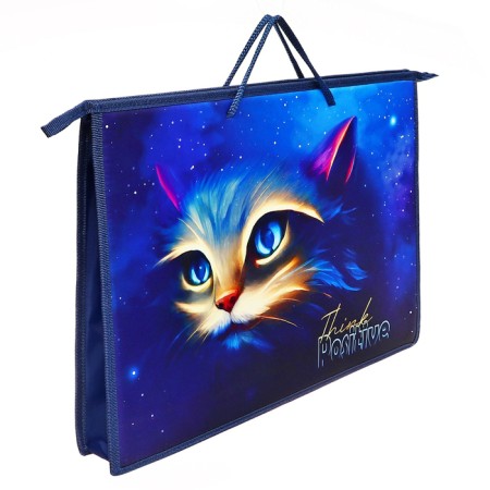 A3 folder with handles plastic/lightning textiles from above 50 mm 470*345 pr 3-20 "Cat Magic" 72691-1