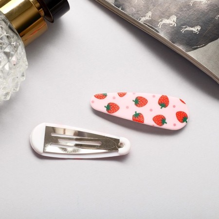 Invisibility for hair "Spark" (set 2 pcs) strawberries, 5 cm-2