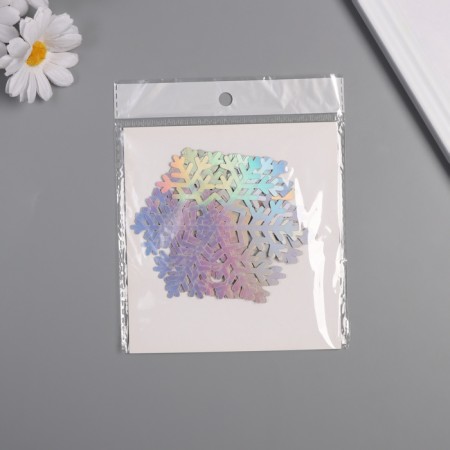 Stick paper, plastic "Snowflake-ldinka" silver overflow set 8 pcs 9.5x8.5 cm-2