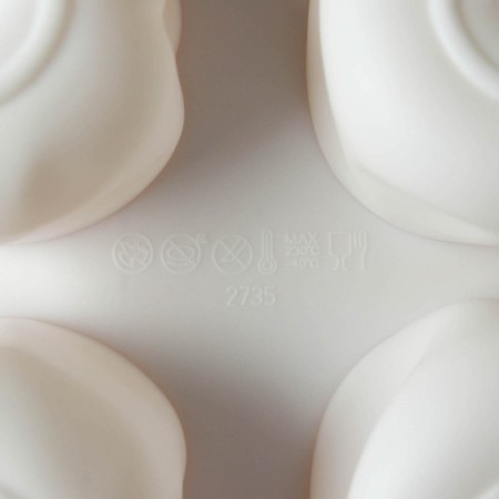 Form for mousse desserts and baking konfinetta “peaches”, silicone, 29.5 × 17 × 4.5 cm, 8 cells, white color-4