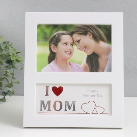Photo frame plastic 10x15 cm "Mom's day" white 18.5x21.5 cm