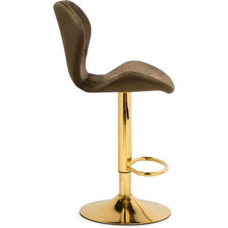 Barrier stool PORCH Metal/velor, gold/cappuccino 46x49x88 cm-2