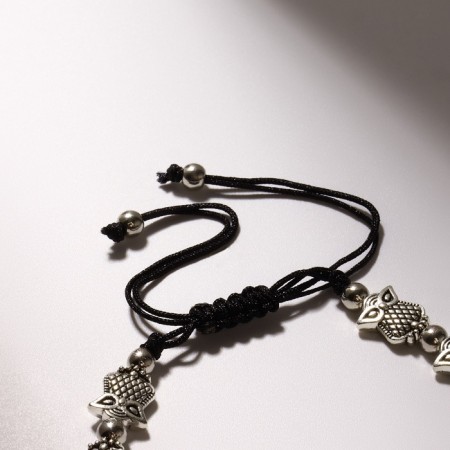 Bracelet Metal "Margeri" Dragging, Owl, Color Silver, 6cm-1