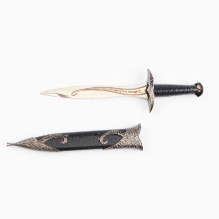 Souvenir sword "Say", a blade with a bend on a scabbard twisted patterns, black/silver, 28cm-2