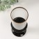 Ceramics candlestick, glass for 1 candle "parallels" d = 7.5 cm black with gold 9.5x9.5x24 cm
