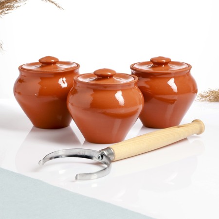 Set "Vyatka Ceramics Trio" 0.5lx3pcs + grasp, terracotta-5