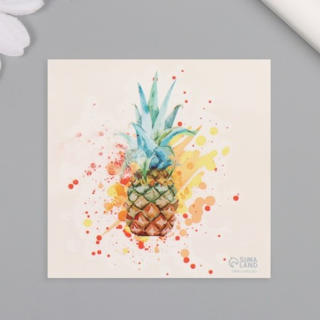 Tattoo on the body color "watercolor. Pineapple" 6x6 cm-3