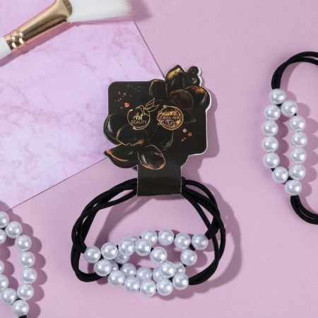 Hair gum with beads "Dark Beauty", 2 pcs.-3