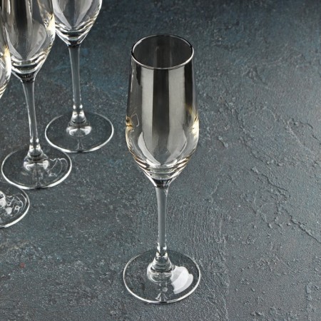 A set of glass glasses for champagne Silver Smoke, 160 ml, 4 pcs-2