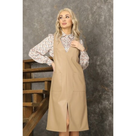 Women's dress, size 48, beige color-7