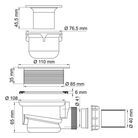 Siphon for shower pallet Wasserkraft D455, with a drain hole D = 40 mm, ABS plate-1