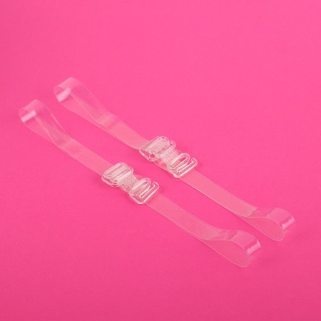 Straps silicone, fittings fittings, 1 cm, 37 cm, pair, color transparent-2