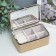Casket to the leatherette for jewelry "Small squares. Gold" 6x7x12 cm