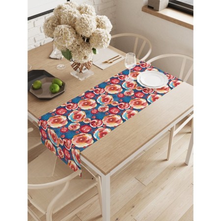 Walking on the table "Bright flowers", oxford, size 40x145 cm