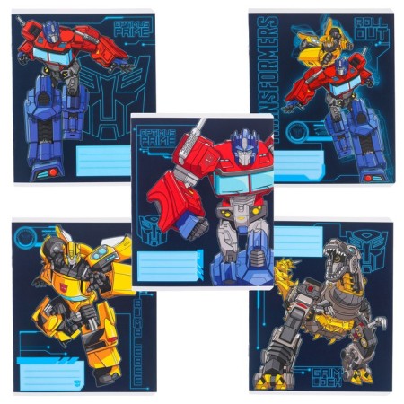 Notebook in a ruler of 12 sheets, 5 types of mix, cover covering cardboard, transformers-12