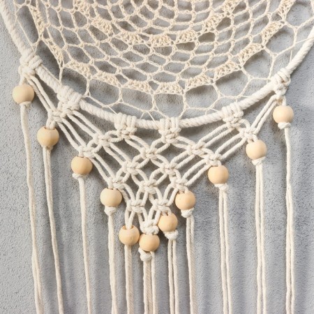 Panel wall -mounted macrame technique "Lace with beads" 82x30 cm-2