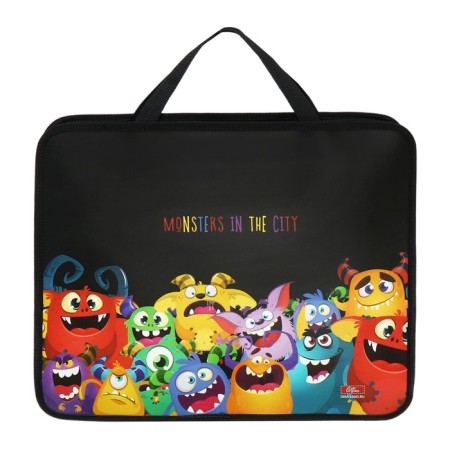 Folder with A4 handles, 330 x 260 x 75 mm, plastic, pens, calligrata "monsters"