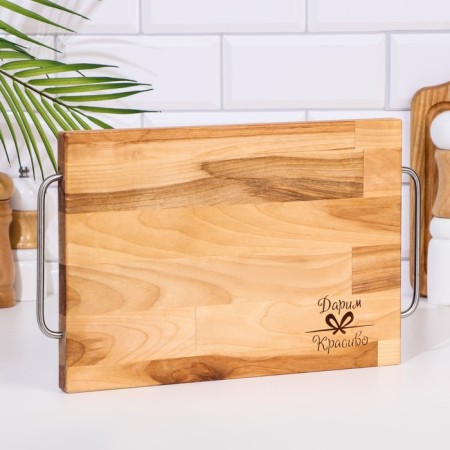 Defense and serving "rectangle" board (metal handles) 38x23x2 cm