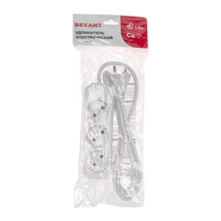 Extension cord Standard 3 Nests, 1.5m, 2x1.0mm², b/s, white rexant-4