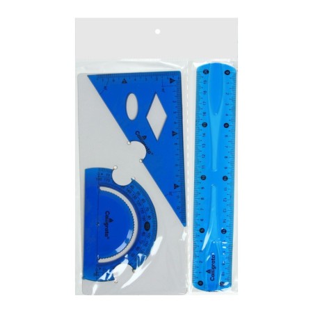 The set of geometric, silicone, flexible: ruler 20 cm, square, transporter, mix-3