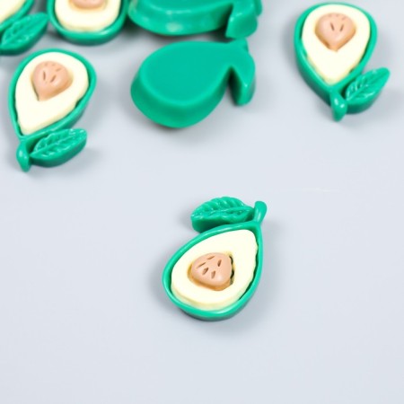 Decor for creativity plastic "Half of the avocado with a leaf" set 10 pcs 3x1.9 cm