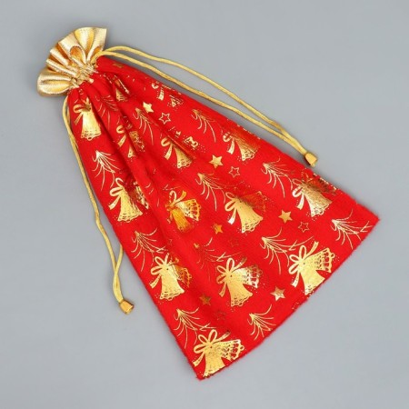 Bag gift plush "New Year's ringing", bells, embossing, 20 x 30 cm +/- 1.5 cm, New Year-3