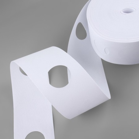 Curtain tape with holes for eyelets, d = 5 cm, 10 cm, 50 ± 1 m, white color-3