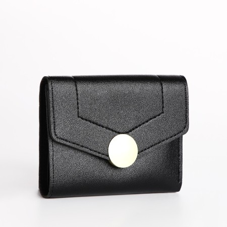Women's wallet on the button, black color