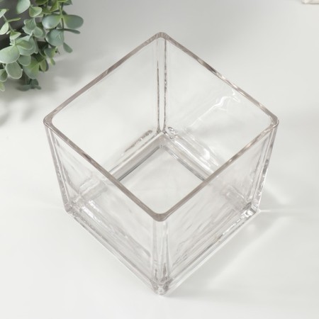 Glass of glass per 1 candle "Square" transparent 15x15x15 cm-3