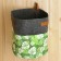 Organizer for storage with side handles, print green leaves, gray, 28x28x26 cm