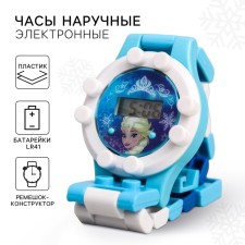 Часы наручные лего, Холодное сердце, с ремешком-конструктором