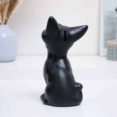 Piggy bank "Cat Oscar" black, 12x13x23cm-2